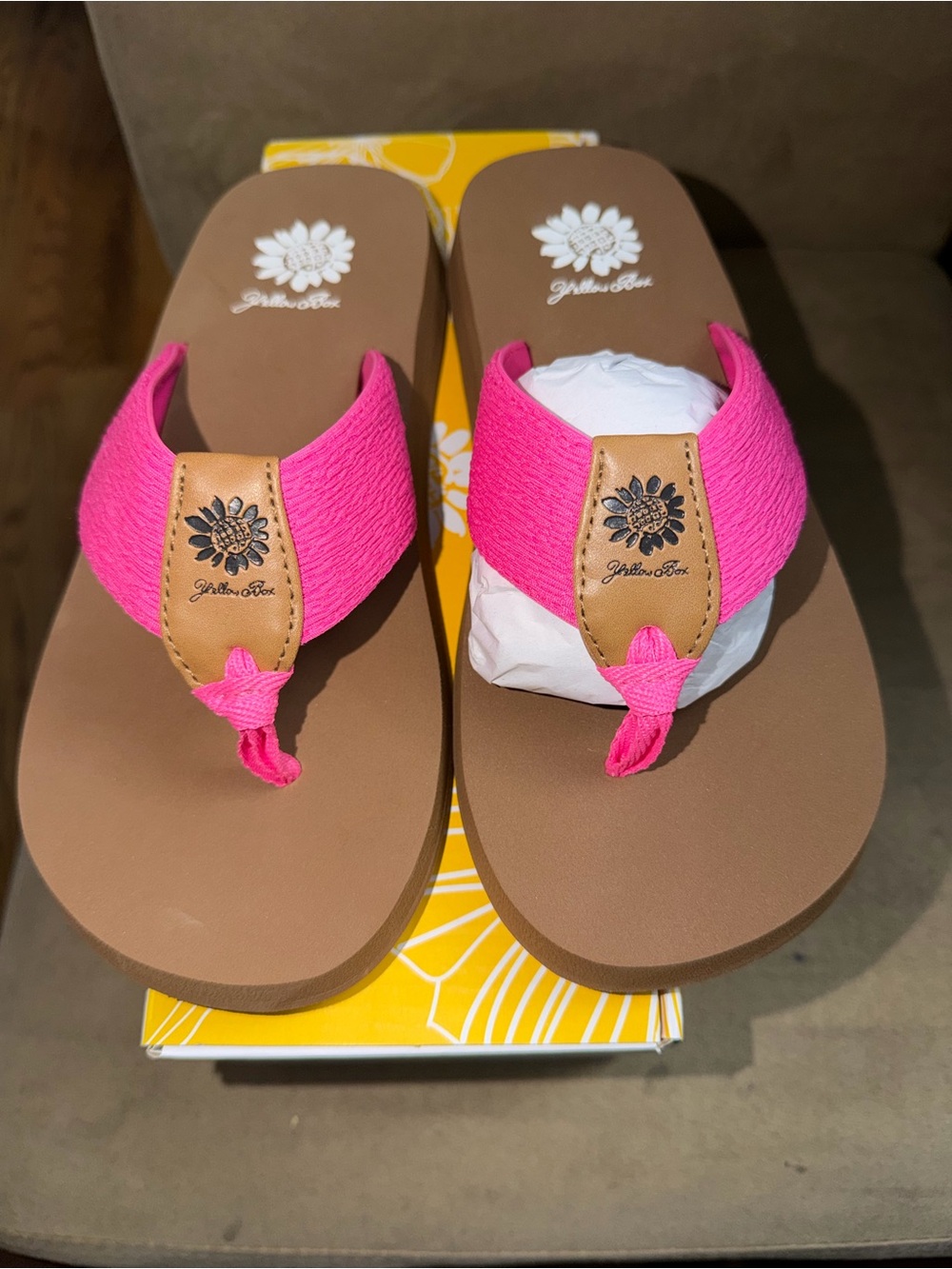 Yellow Box Women's Hot Pink Wide Strap Thong Sandals